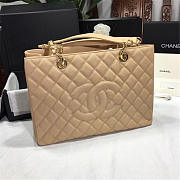 Chanel original caviar calfskin shopping tote Apricot bag with gold hardware - 1