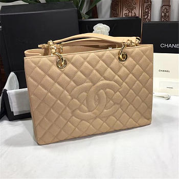 Chanel original caviar calfskin shopping tote Apricot bag with gold hardware