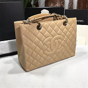 Chanel original caviar calfskin shopping tote Apricot bag with Silver hardware - 1