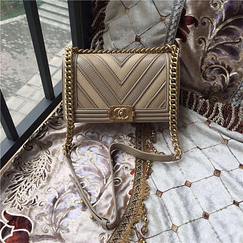 Chanel calfskin Leboy bag beige with gold hardware 25cm