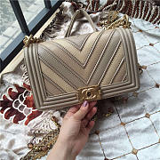Chanel calfskin Leboy bag beige with gold hardware 25cm - 3