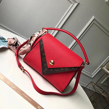 Louis Vuitton Double V Leather Top Handbag Red