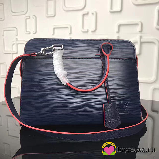 Louis Vuitton Vaneau Cuir Ecume Leather Handbag Blue - 1