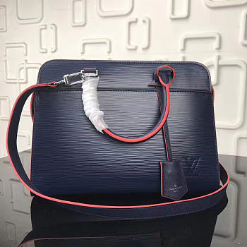 Louis Vuitton Vaneau Cuir Ecume Leather Handbag Blue