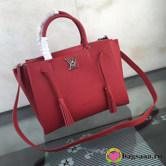 Louis Vuitton Lockmeto Calfskin Handbags Red M54570 - 1