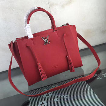 Louis Vuitton Lockmeto Calfskin Handbags Red M54570