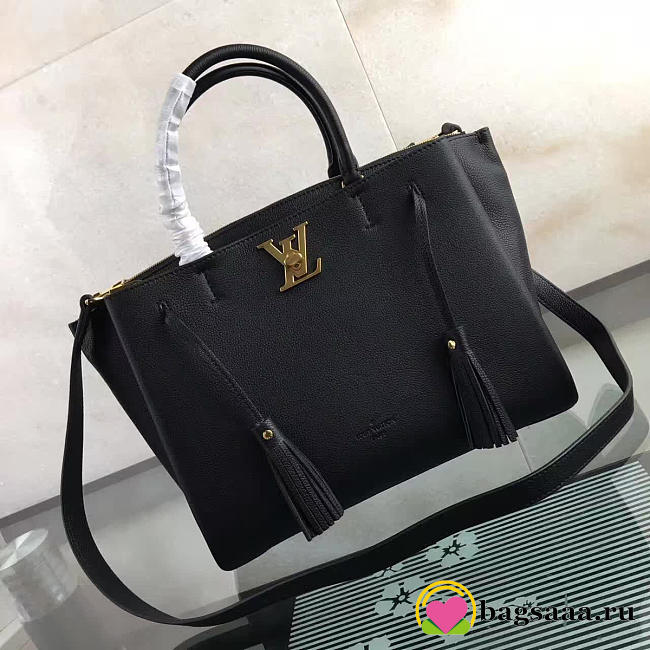 Louis Vuitton Lockmeto Calfskin Handbags Black M54570 - 1