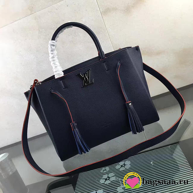 Louis Vuitton Lockmeto Calfskin Handbags Navy Blue M54570 - 1