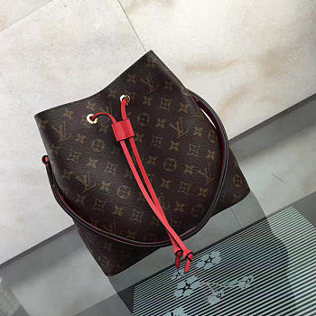 Louis Vuitton Neonoe Monogram Calfskin Bucket Bag Red M44021