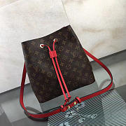 Louis Vuitton Neonoe Monogram Calfskin Bucket Bag Red M44021 - 2