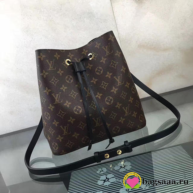 Louis Vuitton Neonoe Monogram Calfskin Bucket Bag Black M44021 - 1