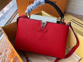 Louis Vuitton Leather Capucines Bag N94519 Red