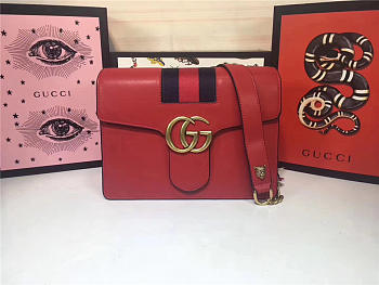 Gucci GG Marmont Leather Shoulder Bag 476468 Red