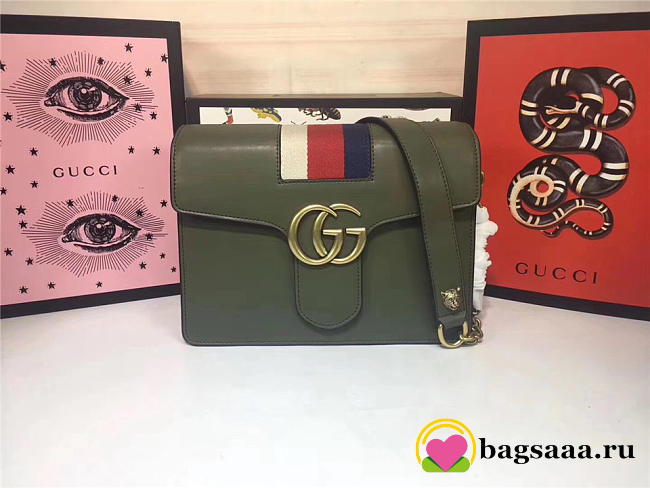 Gucci GG Marmont Leather Shoulder Bag 476468 Green - 1