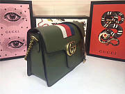 Gucci GG Marmont Leather Shoulder Bag 476468 Green - 2