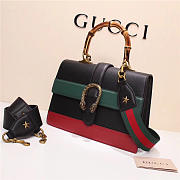 Gucci Women's Dionysus Leather Top Handle Bag 421999 Black Red - 6