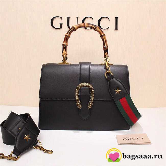 Gucci Women's Dionysus Leather Top Handle Bag 421999 Black - 1