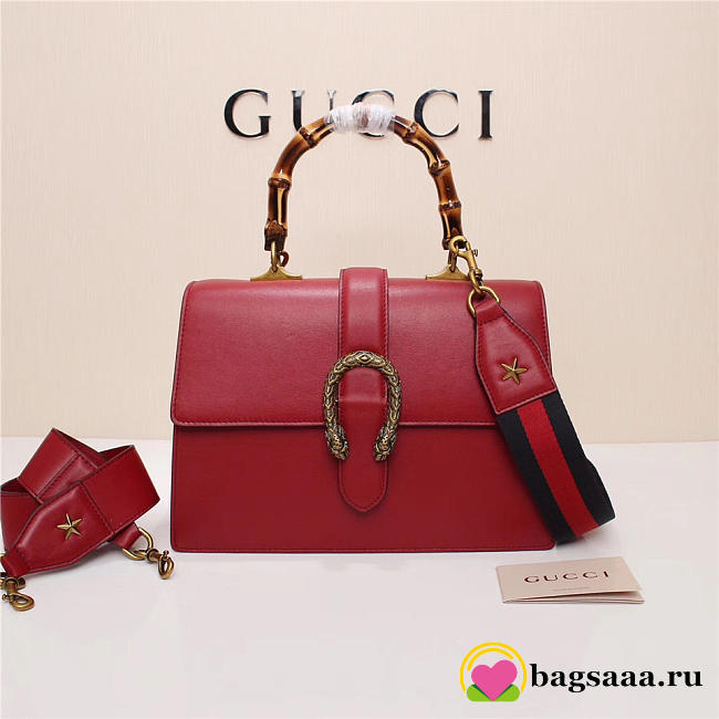 Gucci Women's Dionysus Leather Top Handle Bag 421999 Red - 1
