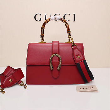 Gucci Women's Dionysus Leather Top Handle Bag 421999 Red