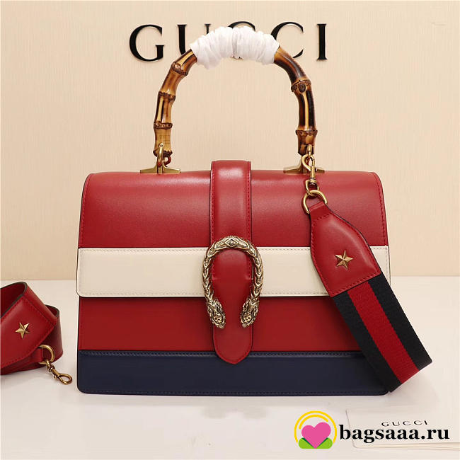 Gucci Women's Dionysus Leather Top Handle Bag 421999 Red white - 1