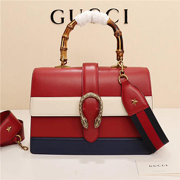 Gucci Women's Dionysus Leather Top Handle Bag 421999 Red white