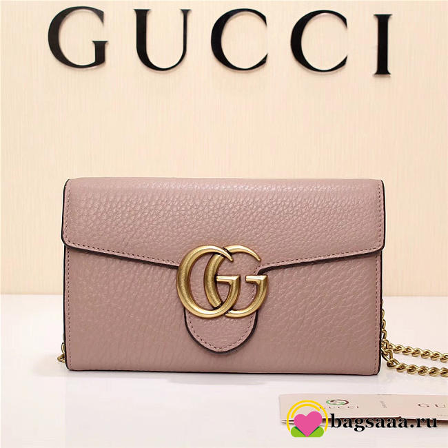 Gucci Marmont leather mini chain bag 401232 Pink - 1