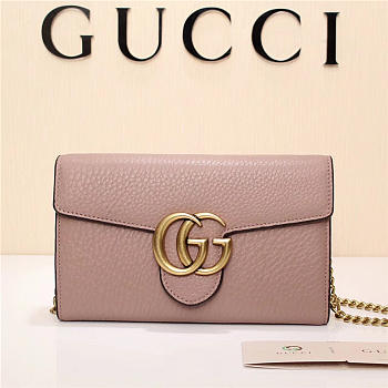 Gucci Marmont leather mini chain bag 401232 Pink