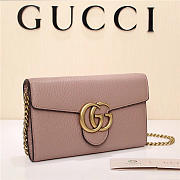 Gucci Marmont leather mini chain bag 401232 Pink - 3