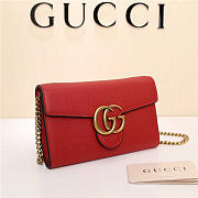Gucci Marmont leather mini chain bag 401232 Red - 3