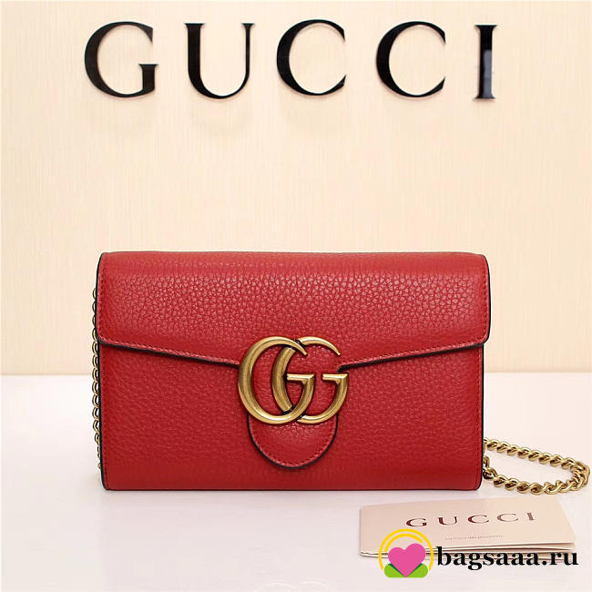 Gucci Marmont leather mini chain bag 401232 Red - 1