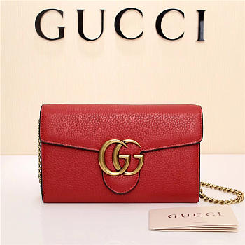 Gucci Marmont leather mini chain bag 401232 Red