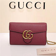 Gucci Marmont leather mini chain bag 401232 Wine Red - 1