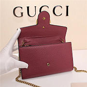 Gucci Marmont leather mini chain bag 401232 Wine Red - 4