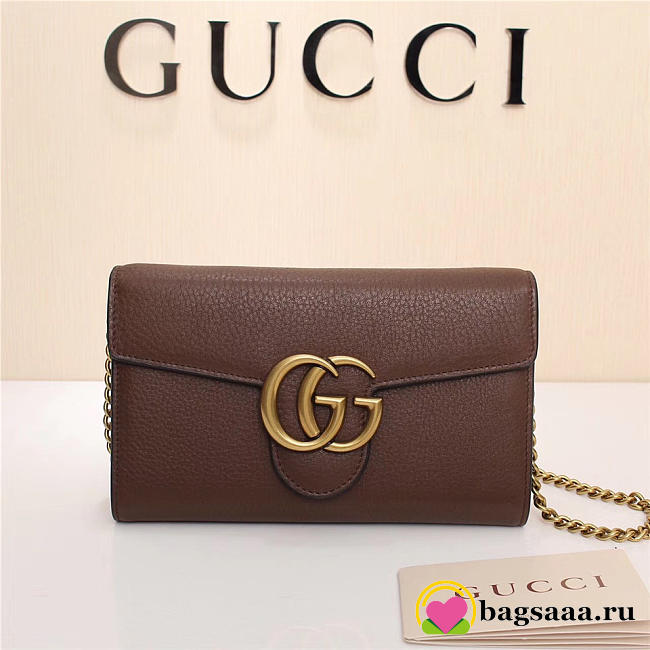 Gucci Marmont leather mini chain bag 401232 Brown - 1