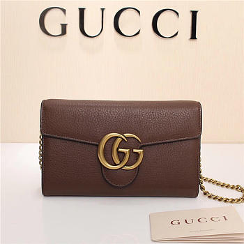 Gucci Marmont leather mini chain bag 401232 Brown