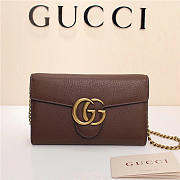 Gucci Marmont leather mini chain bag 401232 Brown - 4