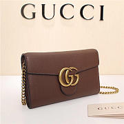 Gucci Marmont leather mini chain bag 401232 Brown - 5