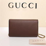 Gucci Marmont leather mini chain bag 401232 Brown - 6