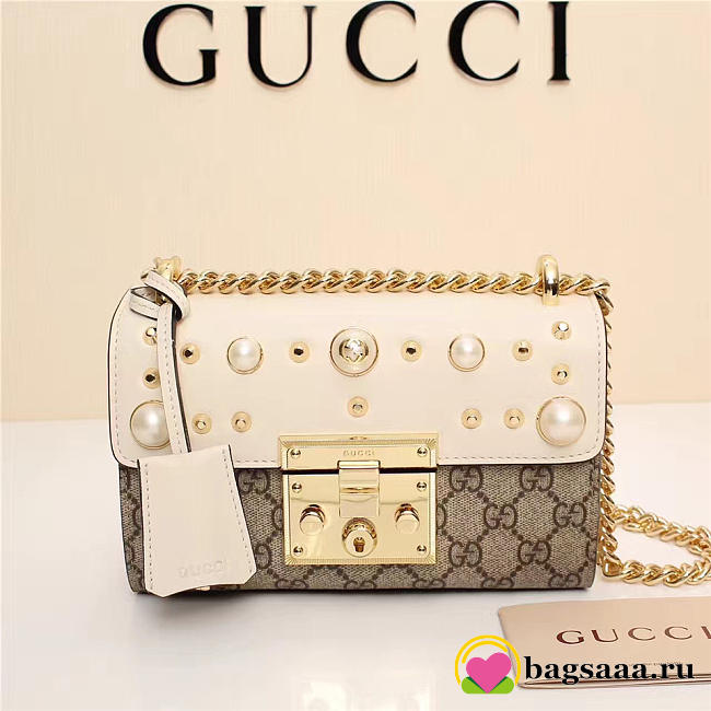 Gucci Padlock Bee Star small shoulder bag 432182 White - 1