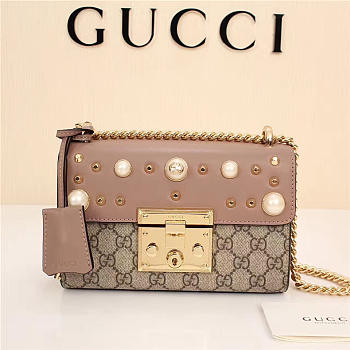 Gucci Padlock Bee Star small shoulder bag 432182 Pink