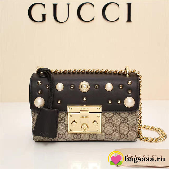 Gucci Padlock Bee Star small shoulder bag 432182 Black - 1