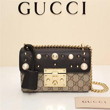 Gucci Padlock Bee Star small shoulder bag 432182 Black