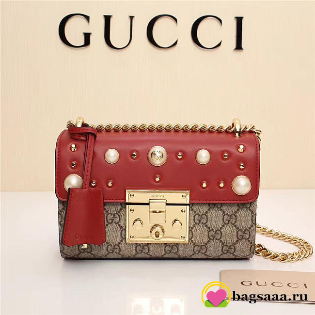 Gucci Padlock Bee Star small shoulder bag 432182 Red - 1