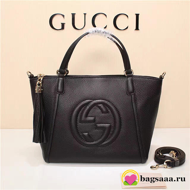 GUCCI 369176 Soho Tote Bag Women leather Shoulder Bag Black - 1