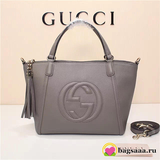 GUCCI 369176 Soho Tote Bag Women leather Shoulder Bag Gray - 1