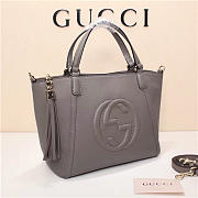 GUCCI 369176 Soho Tote Bag Women leather Shoulder Bag Gray - 3