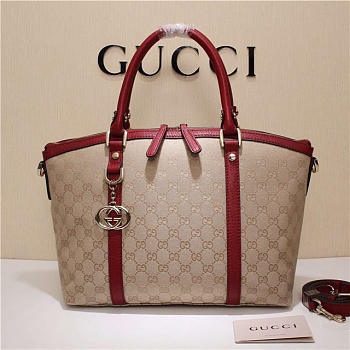 Gucci 341503 Nylon Large Convertible Tote Bag Red