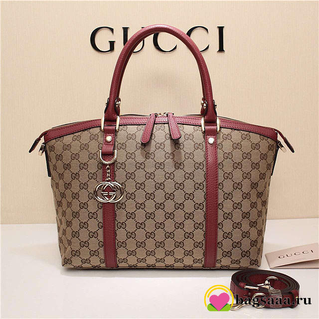 Gucci 341503 Nylon Large Convertible Tote Bag Wine Red - 1