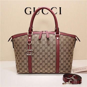 Gucci 341503 Nylon Large Convertible Tote Bag Wine Red
