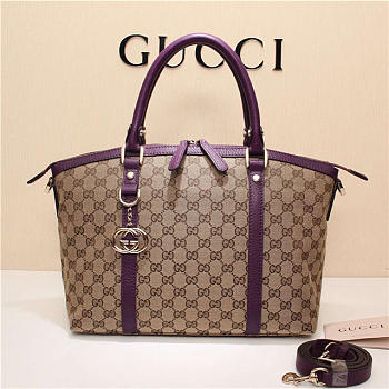 Gucci 341503 Nylon Large Convertible Tote Bag Purple